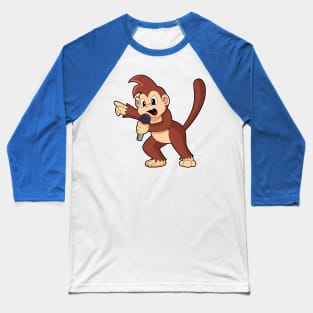 Monkey as Singer with Microphone Baseball T-Shirt